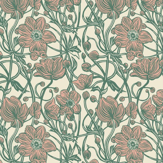 Cottage Flowers Anemone in Pink - Blue Owl Quilt Co.