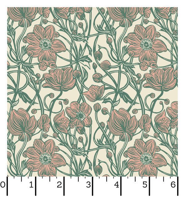 Cottage Flowers Anemone in Pink - Blue Owl Quilt Co.