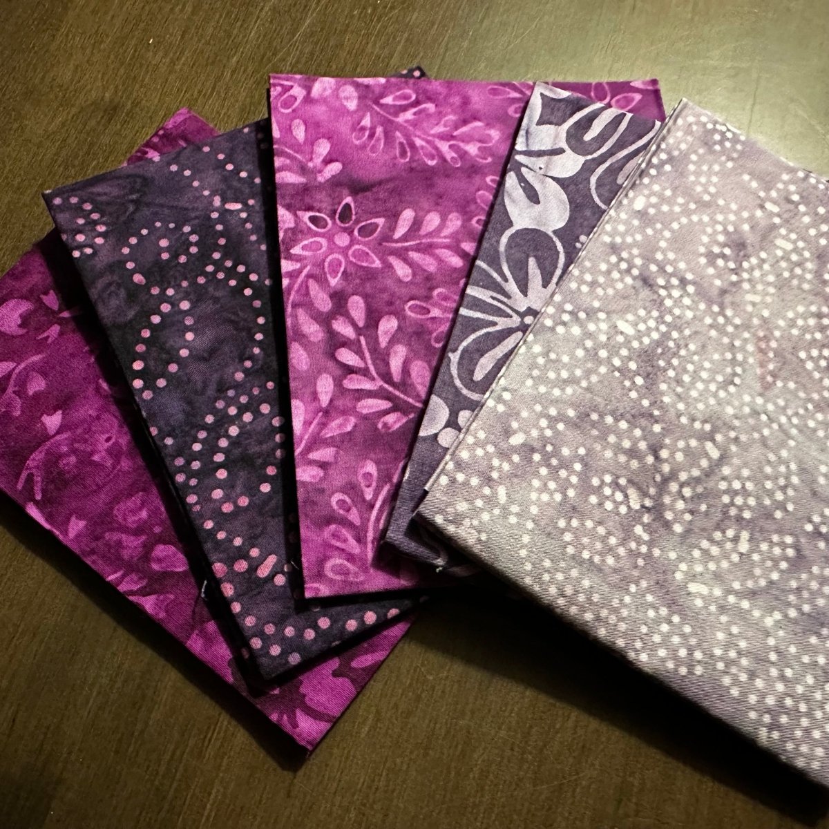 Nightfall - Purple Batiks Fat Quarter Bundle (5 pcs) - Blue Owl Quilt Co.